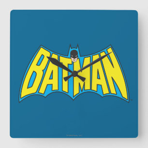 Batman Vintage Gult blå Logotyp Fyrkantig Klocka