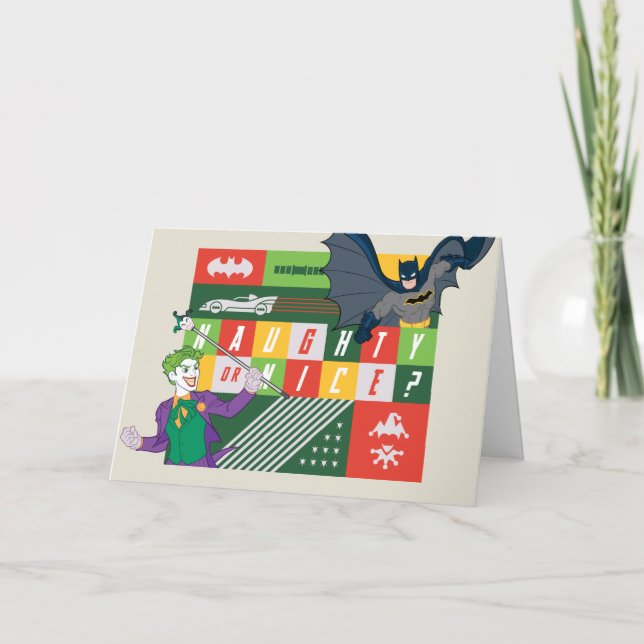 Batman vs Joker "Naughty or Nice" Helgkort (Framsida)