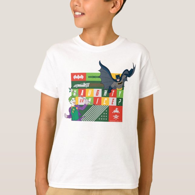 Batman vs Joker "Naughty or Nice" T Shirt (Framsida)