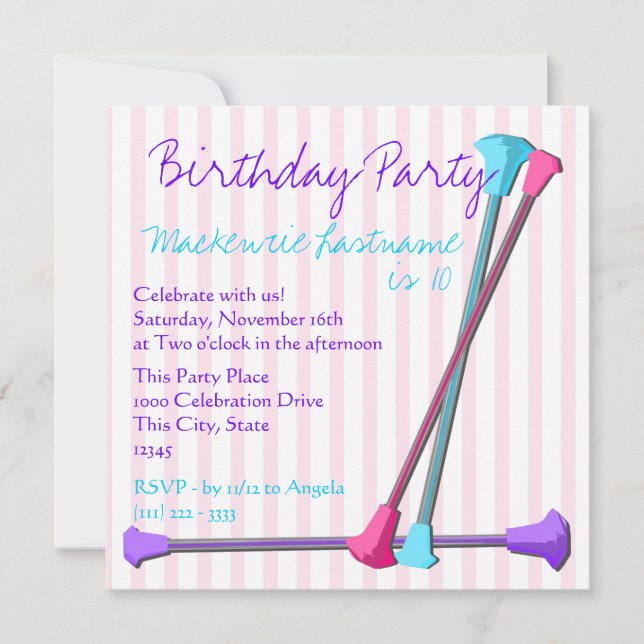 Baton Birthday Inbjudningar (Framsida)