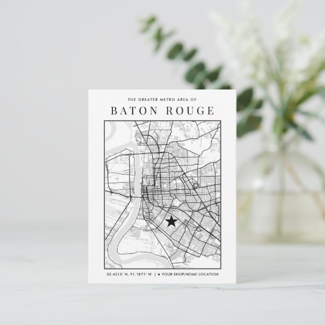 Baton Rouge City Karta + din platsmarkör Vykort (Stående Fram)