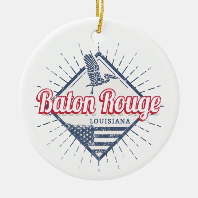 Baton Rouge City Louisiana United Stater USA Julgransprydnad Keramik (Framsidan)