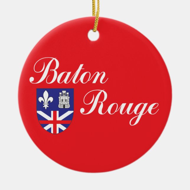 Baton Rouge-flagga Julgransprydnad Keramik (Framsidan)