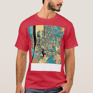 Baton Rouge Karta Mönster i Mid Century Pastel TSh T Shirt