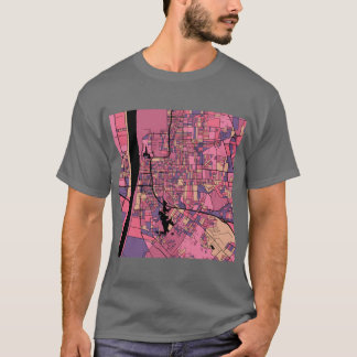 Baton Rouge Karta Mönster vid Lila Rosa Oversized T Shirt