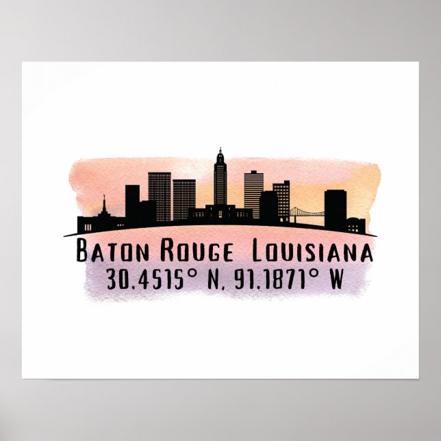 Baton Rouge LA City Skyline Poster (Framsidan)