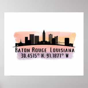 Baton Rouge LA Stadssiluett Poster