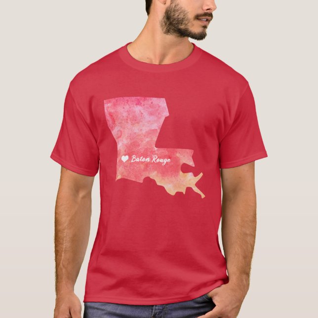 Baton Rouge, USA, Karta vattenfärgsblått Baton Ro T Shirt (Framsida)