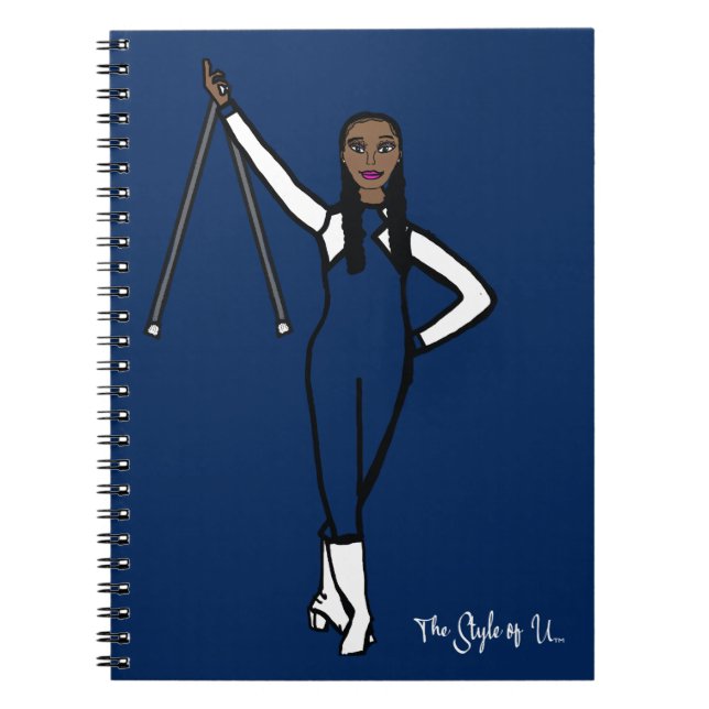 Baton Twirler Navy White Accent B Anteckningsbok (Framsidan)
