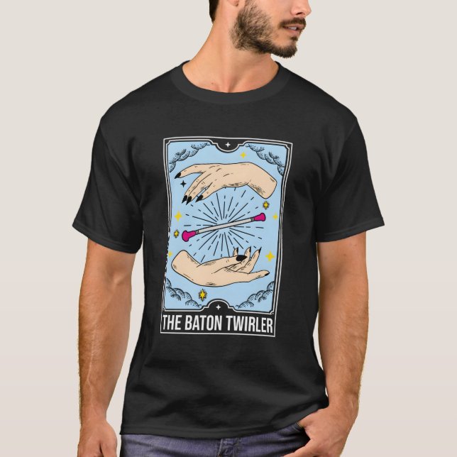 Baton Twirler Tarot Card Majorette T Shirt (Framsida)