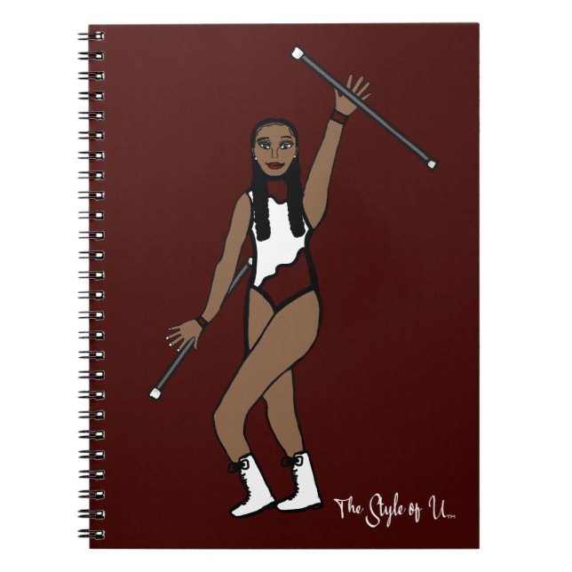 Baton Twirler White Burgundy Accent B Anteckningsbok (Framsidan)