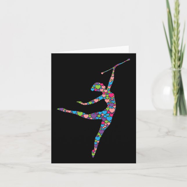 Baton Twirling Girl - Silhouette Dancing Twirler M Kort (Framsida)
