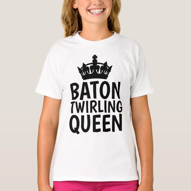 BATON TWIRLING QUEEN GIRLS T-SHIRIRE T SHIRT (Framsida)