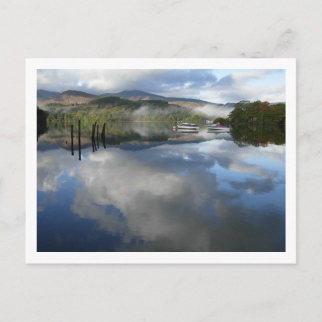 Båtreflektioner på Derwentwater Vykort (Framsida)