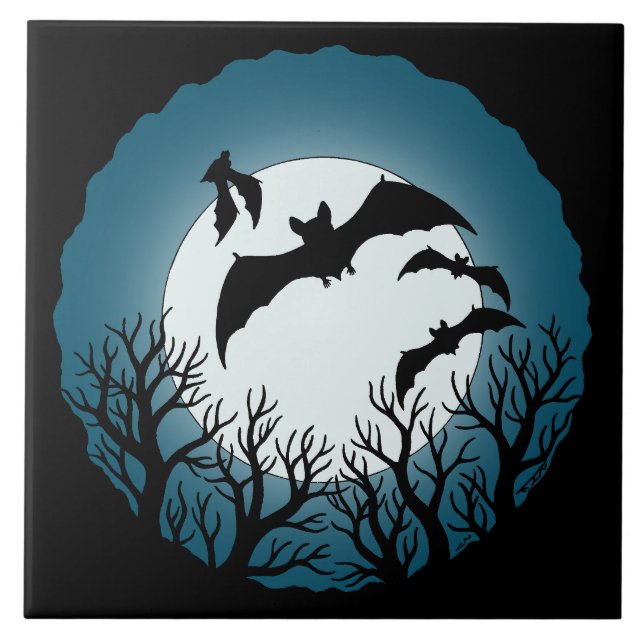 Bats and Trees Against the Moon Kakelplatta (Framsidan)
