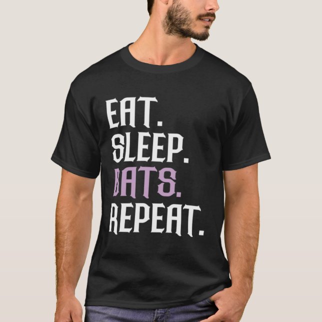 Bats Eat Sleep Bat  Animal Bat T Shirt (Framsida)