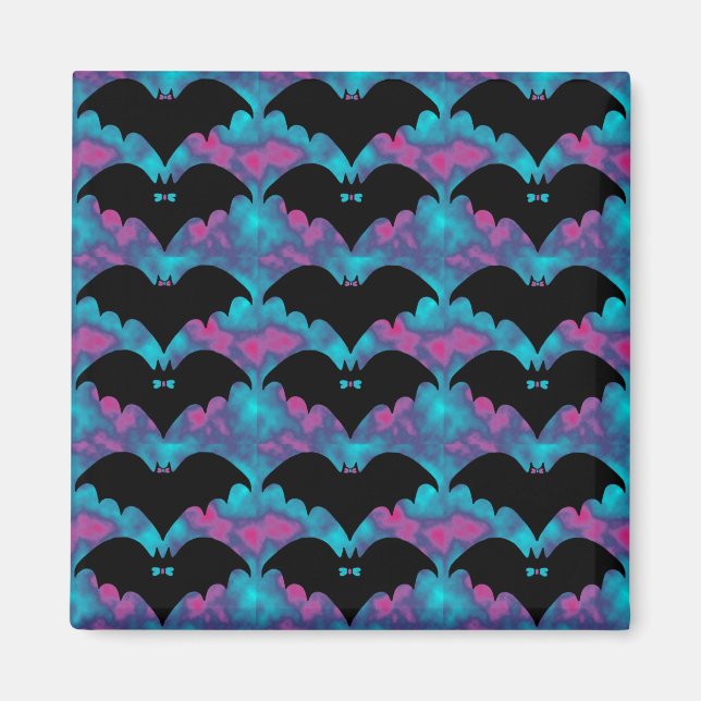 BatsAndBowsTILEPinkblue Magnet (Framsidan)