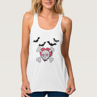 BatSh_tDesigner Cute Skull och Crossbone Tanktop Linne Med Racerback