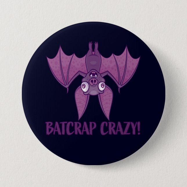 Batskit Crazy Wacky Tecknad Fladdermus Knapp (Framsida)