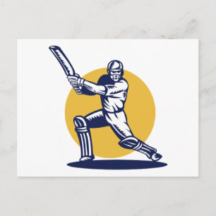 Batsman i cricketsportsspelaren som slår träsket vykort