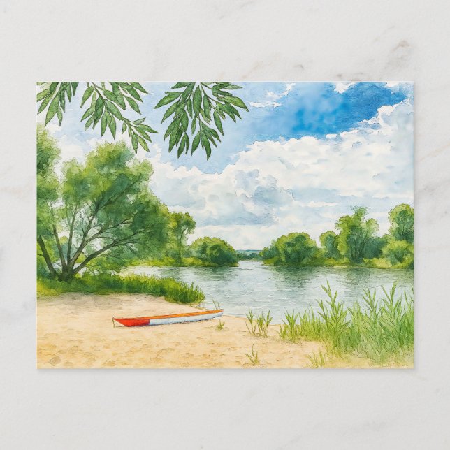 Båtstrandstranden i ställe akarll havelland helg vykort (Framsida)