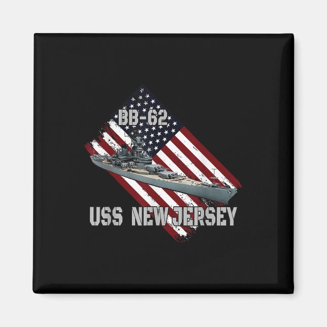 Battelev Uss New jersey Bb-62 &amp; Bekämpa Warsh Magnet (Framsidan)