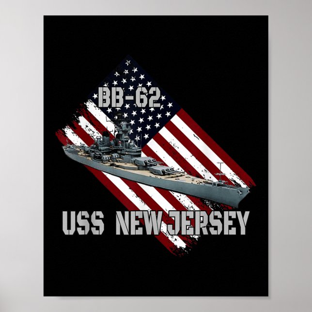 Battelev Uss New jersey Bb-62 &amp; Bekämpa Warsh Poster (Framsidan)
