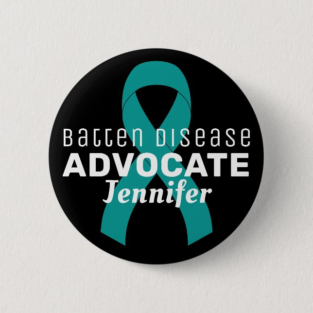 Batten Disease Advocate Ribbon Black Button Knapp (Framsida)