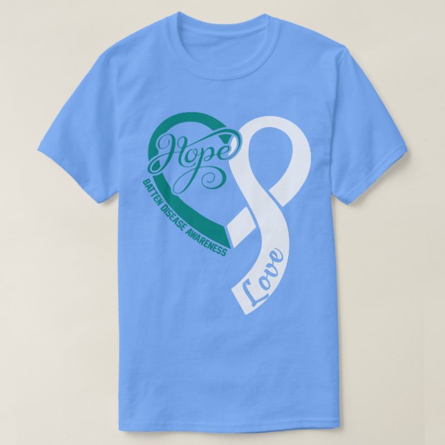 Batten Disease Awareness Hökar Kärlek Heart Ribbon T Shirt (Design framsida)