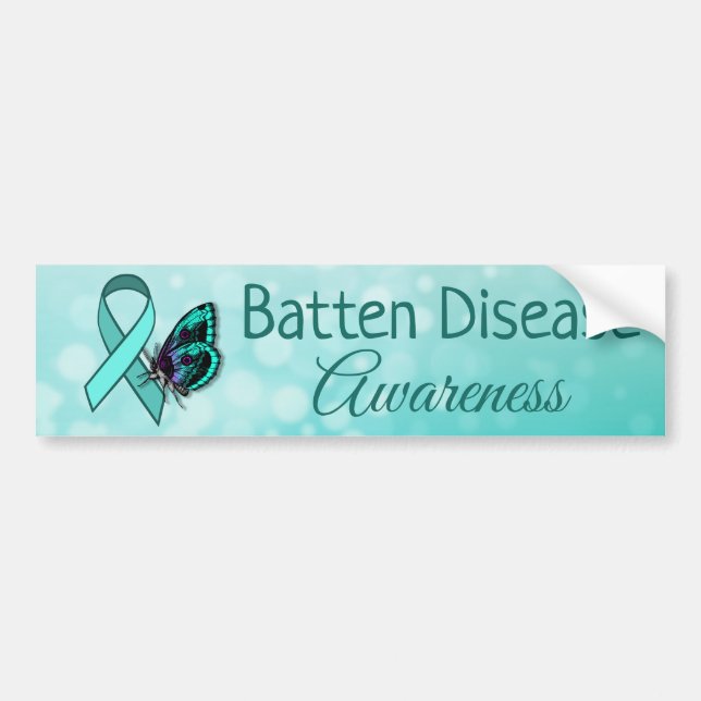 Batten Disease Awareness Teal Butterfly Ribbon Bildekal (Framsidan)