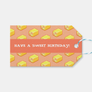 Battenberg Ha en söt födelsedag! Tårta Mönster Presentetikett