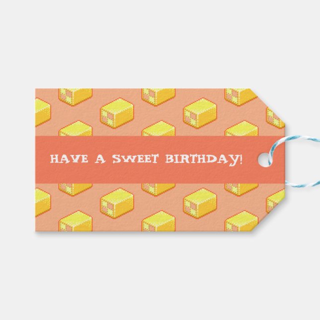 Battenberg Ha en söt födelsedag! Tårta Mönster Presentetikett (Framsidan (Horisontell))