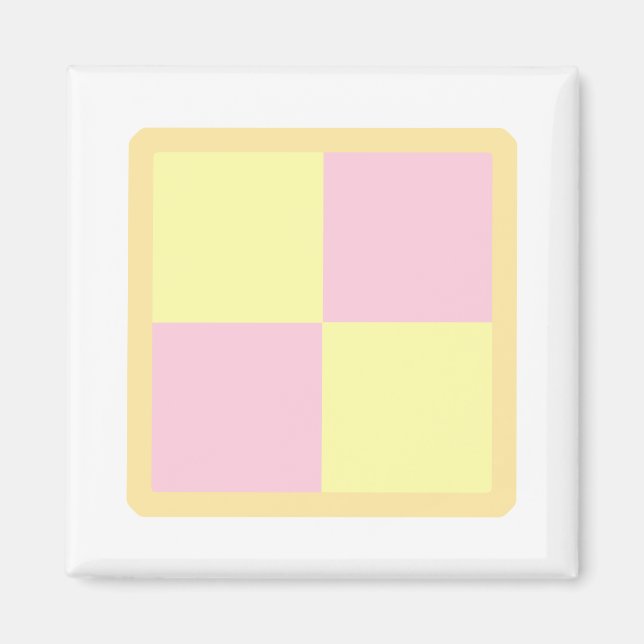 Battenburg Cake. Rosa och Gult. Magnet (Framsidan)