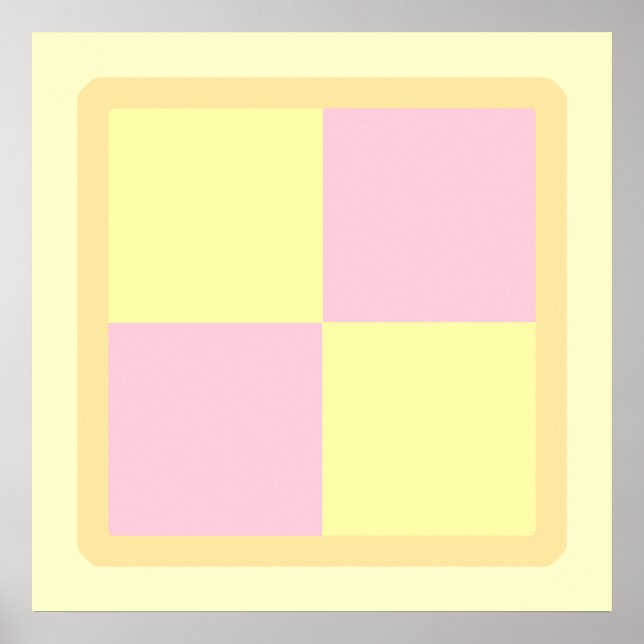 Battenburg Cake. Rosa och Gult. Poster (Framsidan)