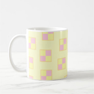 Battenburg tårtamönster. Rosor och Yellow. Kaffemugg