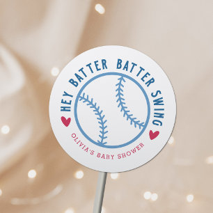 Batter Swing Baseball Baby Shower Runt Klistermärke