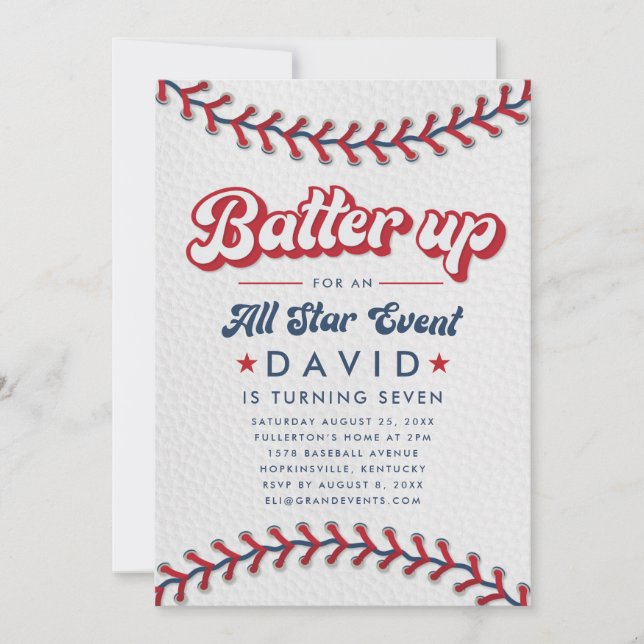 Batter Up All Star Event Baseboll Inbjudningar (Framsida)