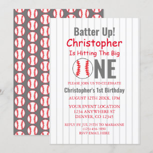 Batter upp! Baseball 1:a födelsedag Inbjudningar
