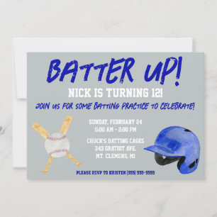 Batter upp! Baseball Thned Födelsedagsfest Inbjudningar