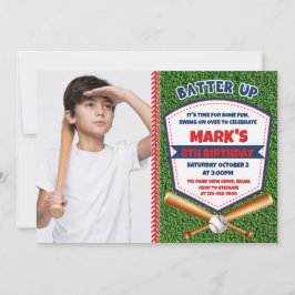 Batter upp Baskeball Boy Birthday Photo-inbjudan Inbjudningar