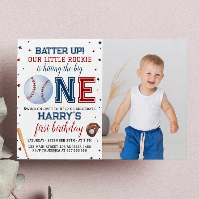 Batter upp basket 1:a födelsedagsinbjudan tack kort (Skapare uppladdad)