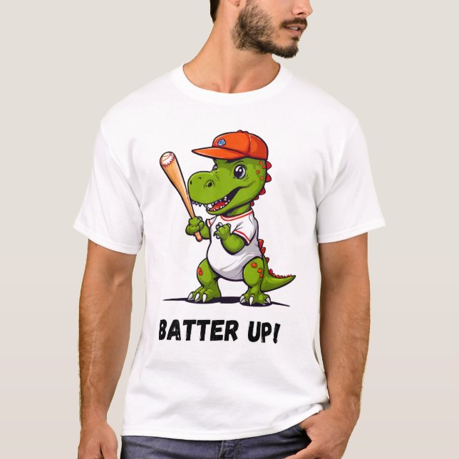 Batter upp Dino som spelar basket T Shirt (Framsida)