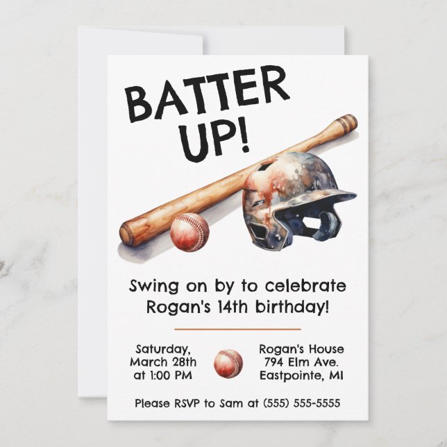 Batter upp! Sjung på av! Baseball Födelsedagsfest Inbjudningar (Framsida)