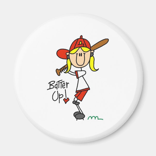 Batter upp! Softball Stick figur Magnet (Framsidan)