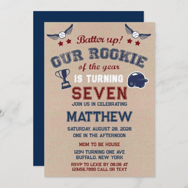 Batter upp vår lilla nybörjare håller på att göra  inbjudningar (Fram/baksida)