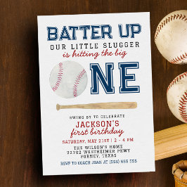 Batteri Baseball 1:a födelsedag Party Inbjudningar