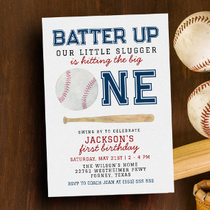 Batteri Baseball 1:a födelsedag Party Inbjudningar
