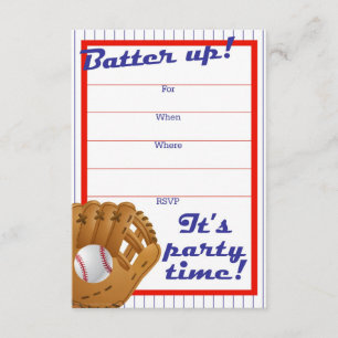 Batteri upp Baseball Party Inbjudan