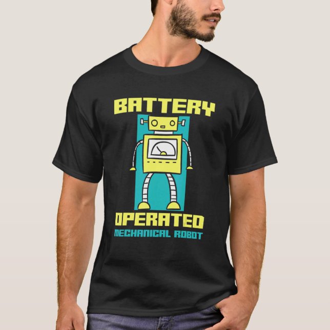 Batteridrift Mechanical Robot Robotics T Shirt (Framsida)