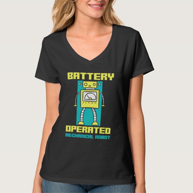 Batteridrift Mechanical Robot Robotics T Shirt (Framsida)